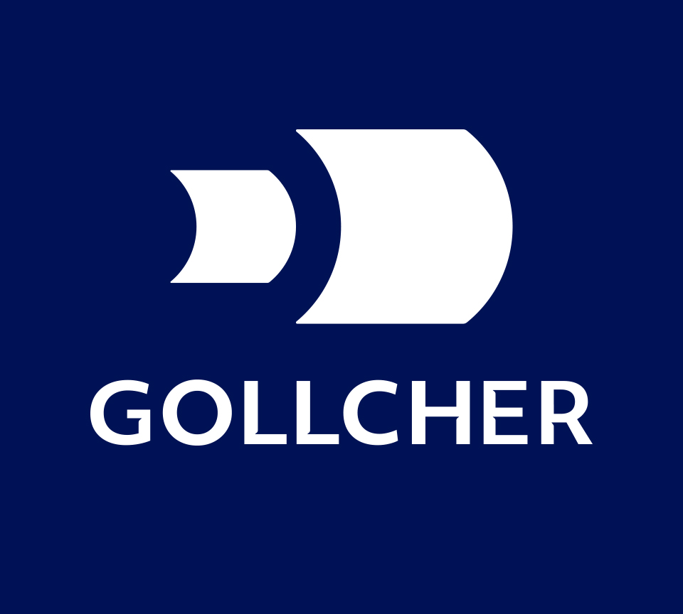 Gollcher Seconday logo in White Navy Background new branding
